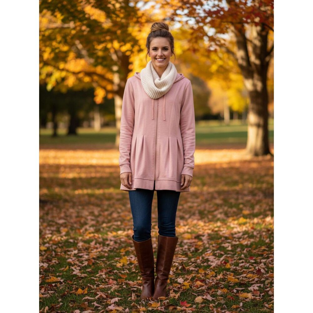 Logo Lounge Lori Goldstein Pink Zip-Up Hoodie Sweatshirt - Size M